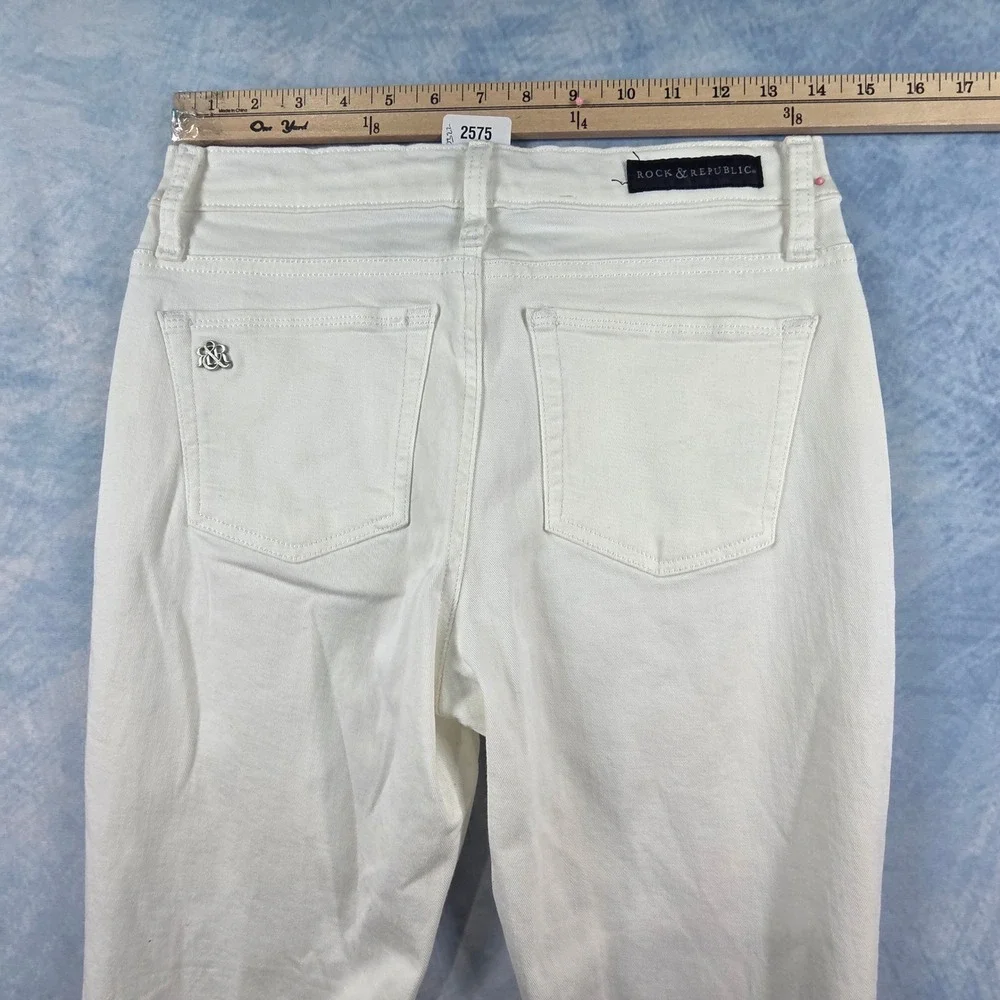 Rock & Republic Womens White‎ Skinny Jeans Size 10 Mid Rise Stretch Denim Pants